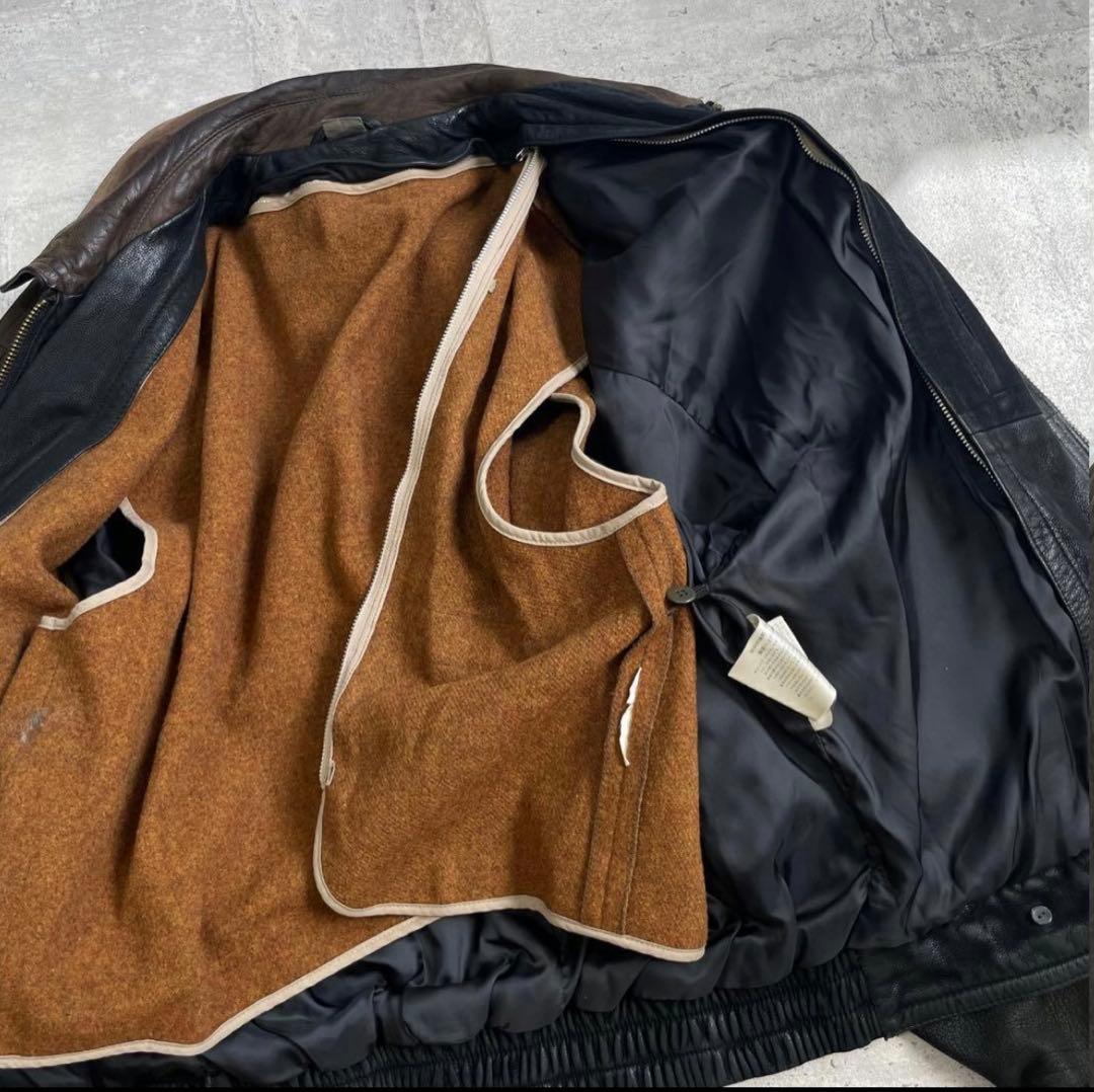 K*o様 90's 古着 vintage 羊革 レザーフライトジャケット ブラッ