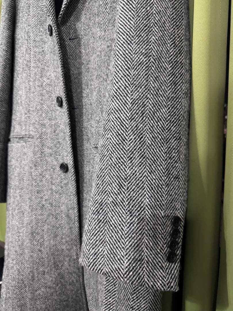 グレー ヘリンボーン ツイードコート