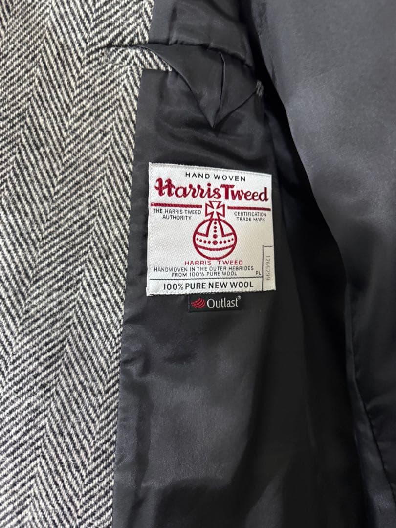 グレー ヘリンボーン ツイードコート