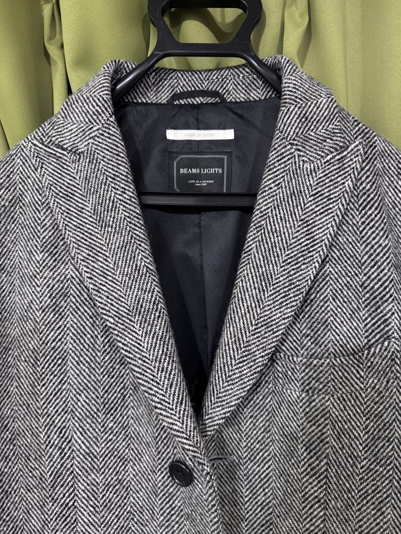 グレー ヘリンボーン ツイードコート