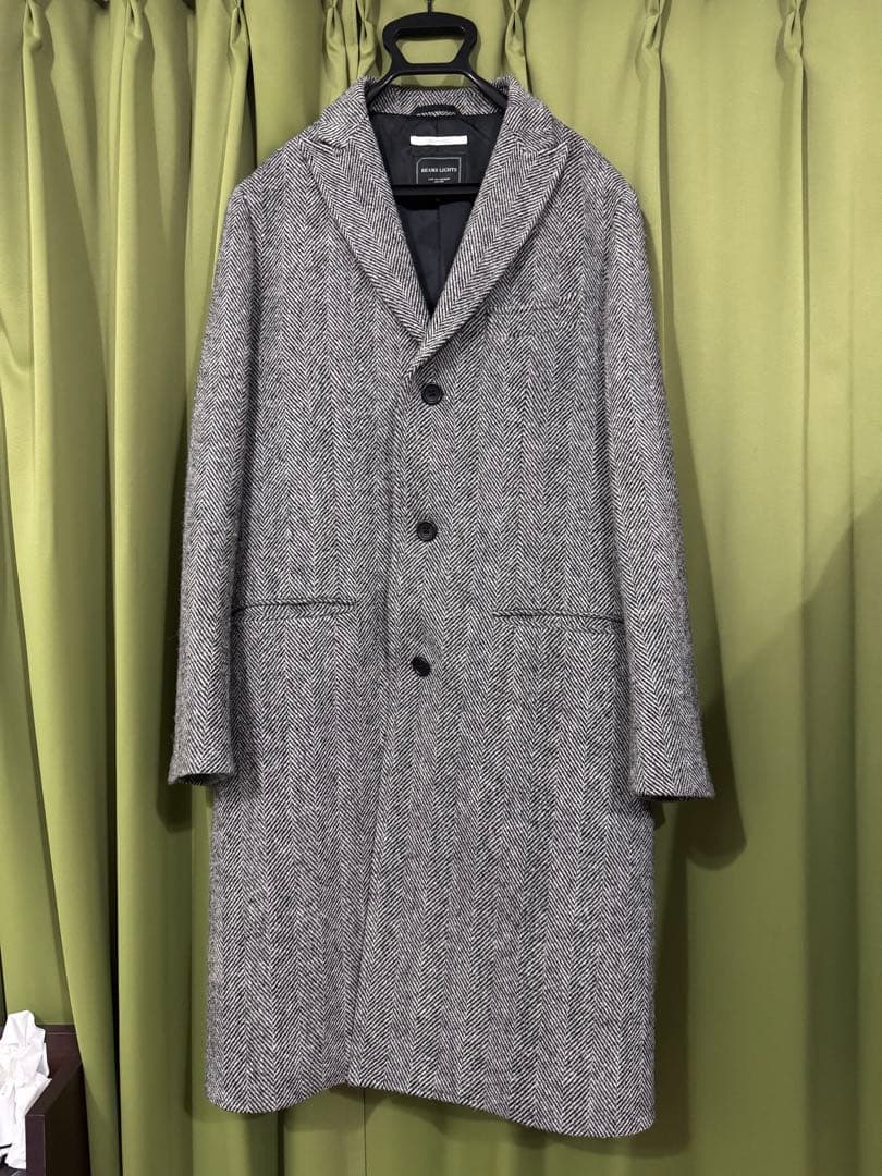 グレー ヘリンボーン ツイードコート