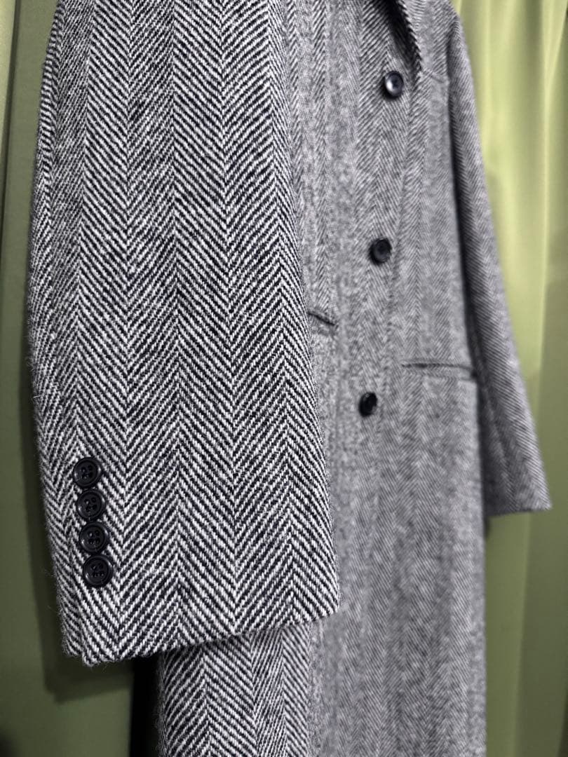 グレー ヘリンボーン ツイードコート