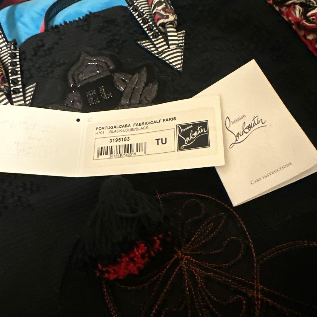 クリスチャンルブタン　バック　トート　ストラップ　黒　赤　ボストン