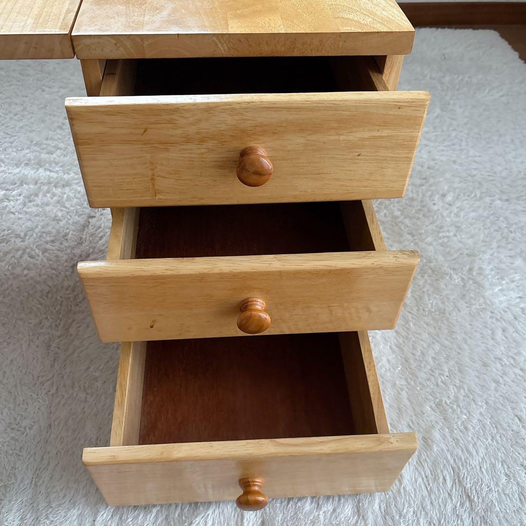 折り畳み】文机　机　座卓　作業台　花台　木製　ナチュラル 引き出し付き