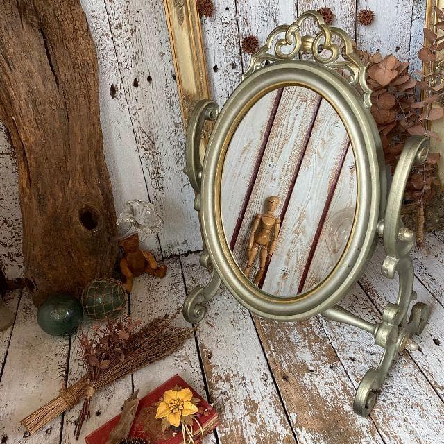 イタリア ヴィンテージ*ロココ調 スタンドミラー*伊製 ヨーロピアン 置き鏡