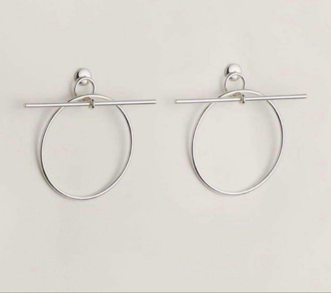 HERMES シルバー フープピアス