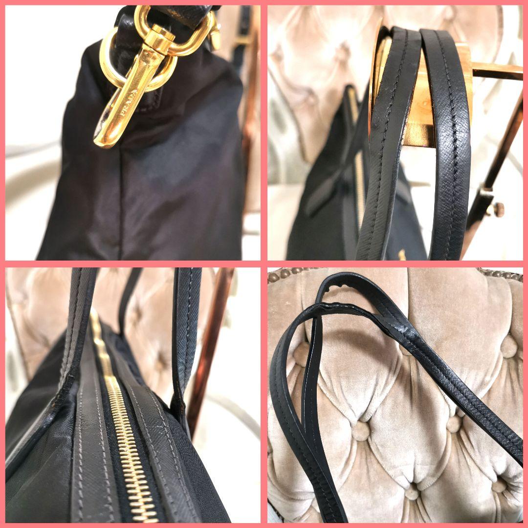 【美品】プラダPRADA 2way肩掛けトートバッグ黒サフィアーノ鑑定済!