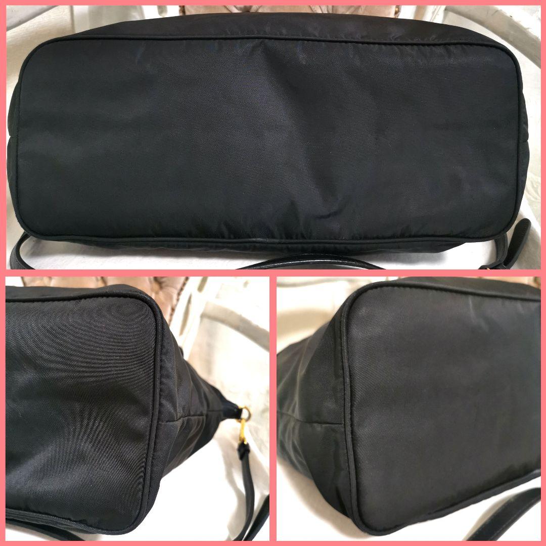【美品】プラダPRADA 2way肩掛けトートバッグ黒サフィアーノ鑑定済!