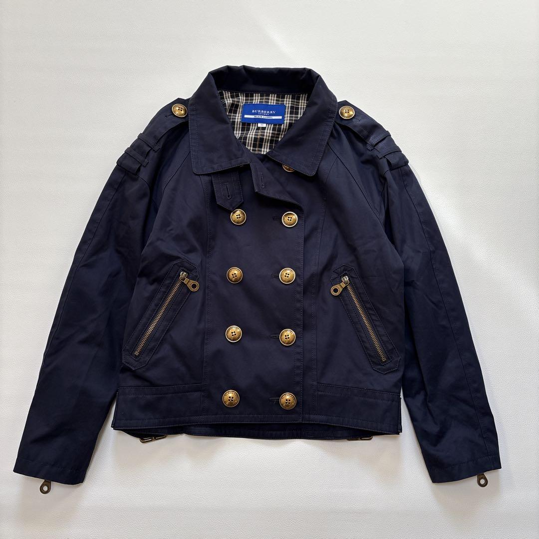バーバリー ブルーレーベル ノバチェック ピーコート ナポレオン 金ボタン