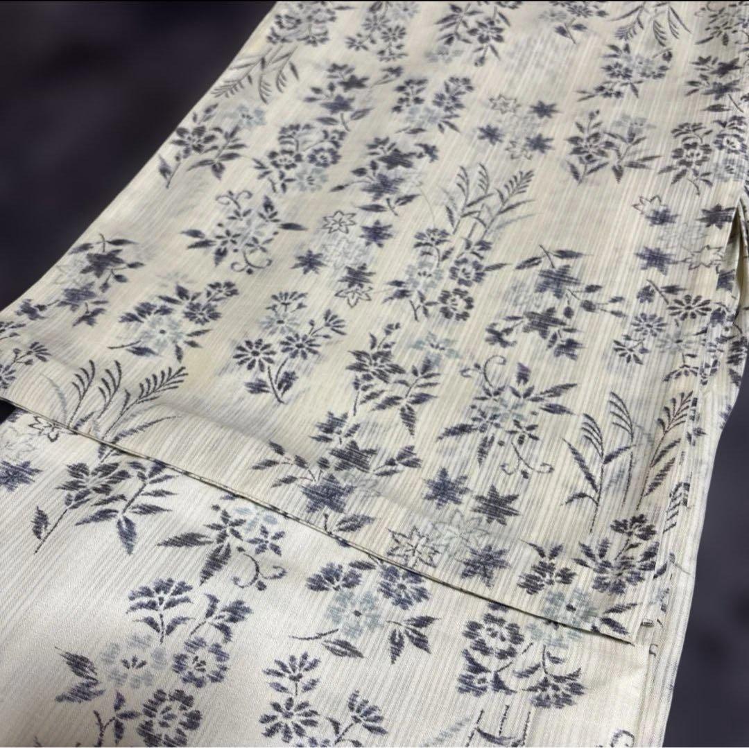 未使用近い　美品　高級化繊　小千谷縮風　小紋　フルセット