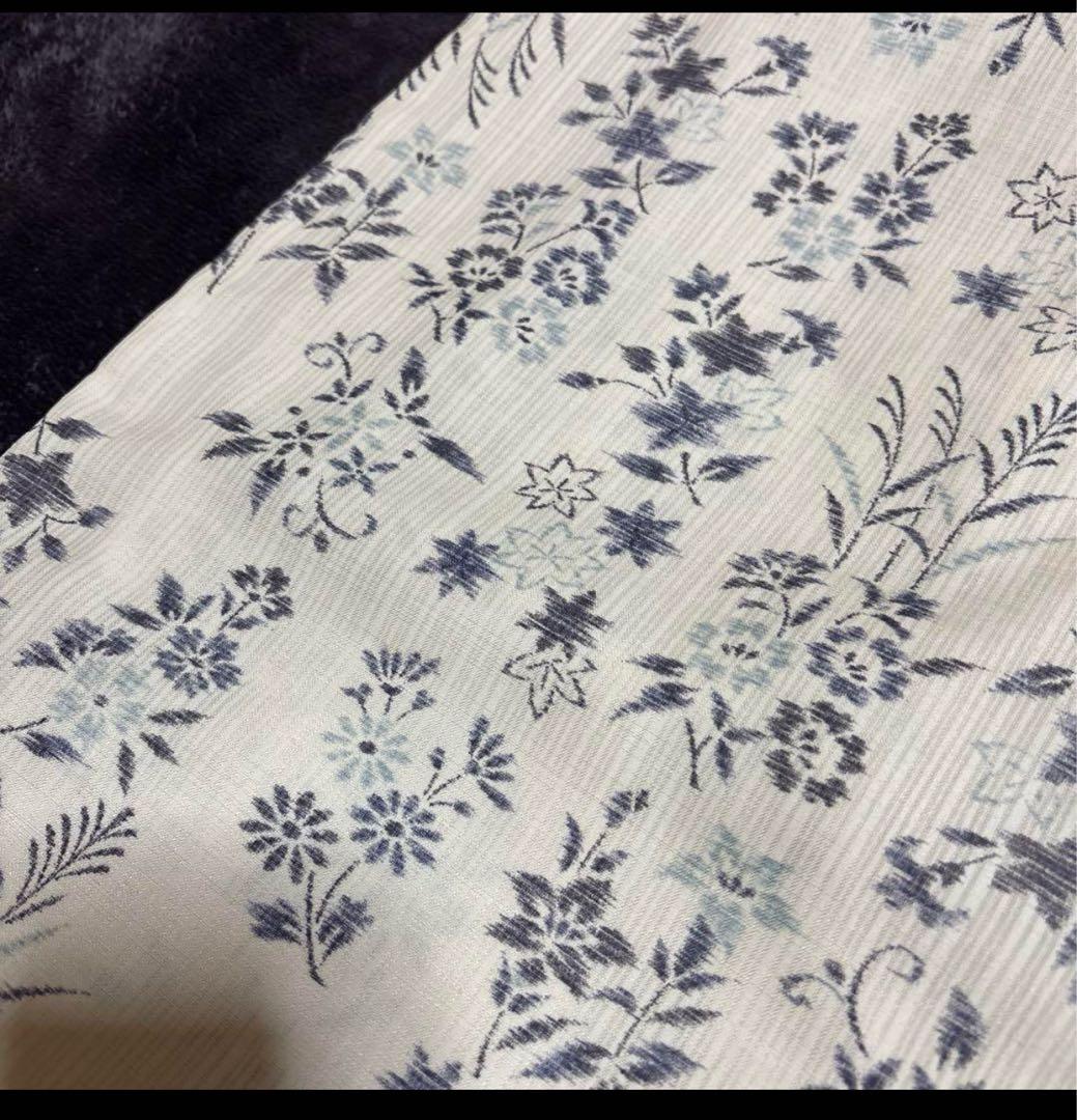 未使用近い　美品　高級化繊　小千谷縮風　小紋　フルセット