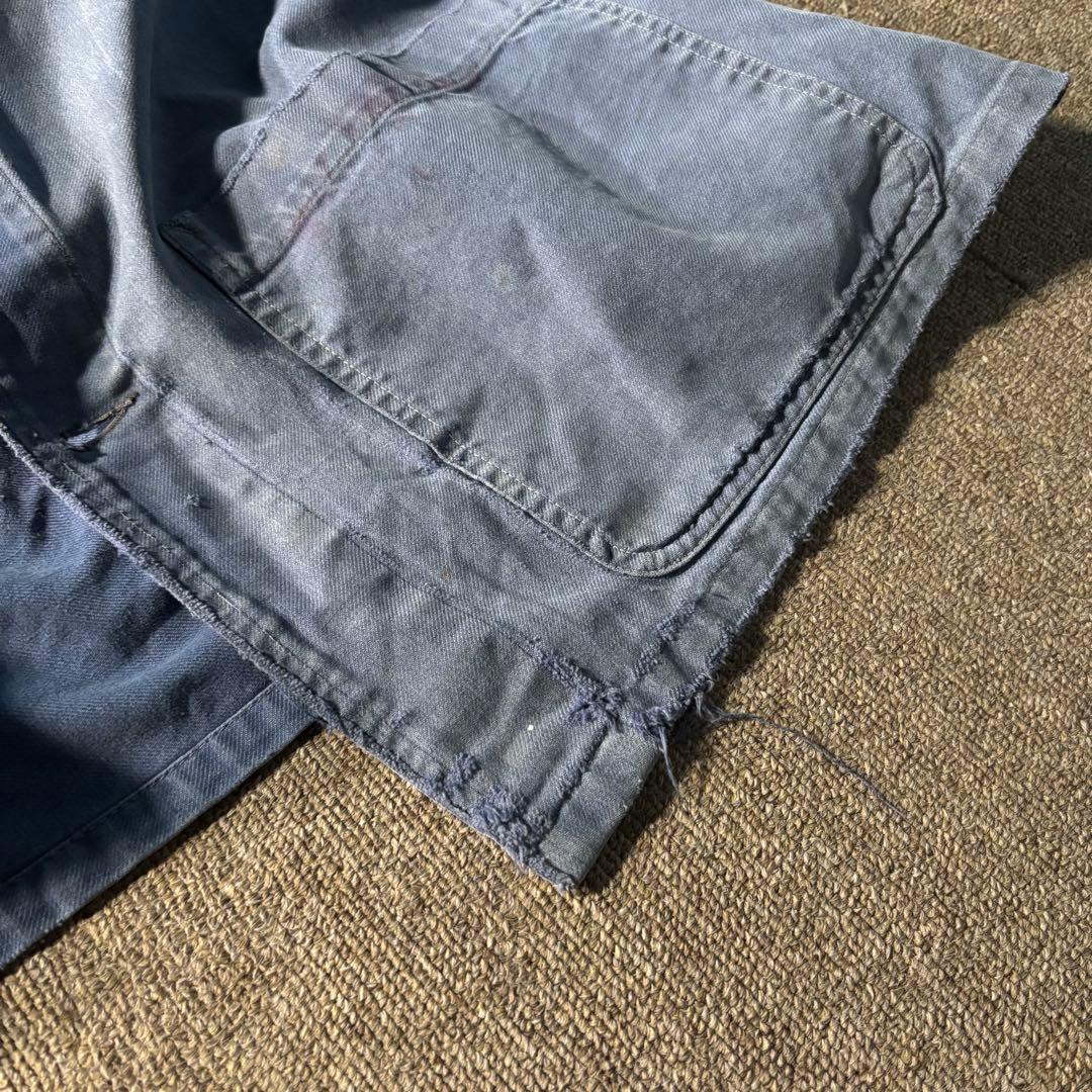 ユーロヴィンテージ ワーク エンジニアジャケット 鬼フェード ダメージ ナス紺