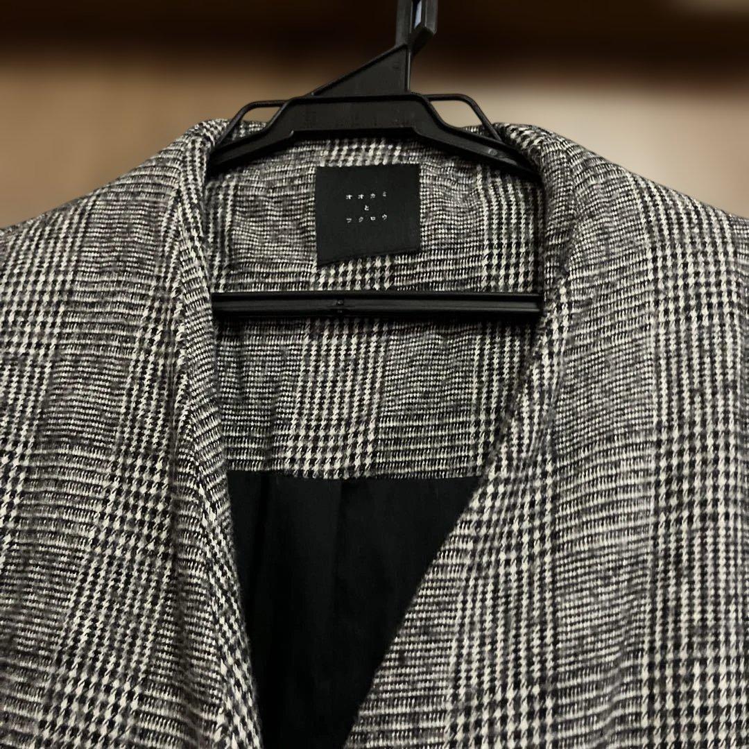 【値下】オオカミとフクロウ　tandey グレー系 チェック柄 ロングコート