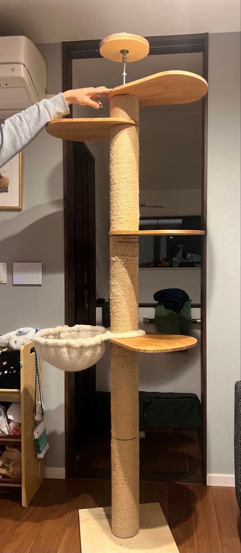 SUMIKA スミカ 突っ張り型 木製 キャットタワー　ハンモック付き　3本新品