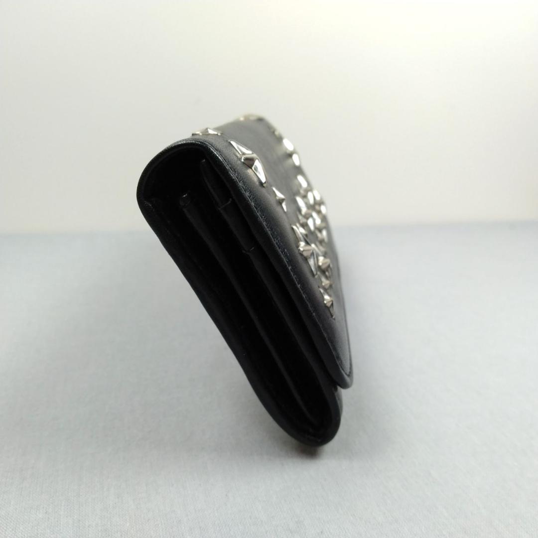 未使用ジミーチュウ★星形スタッズフラップウォレット 長財布 カーフレザー本革 黒