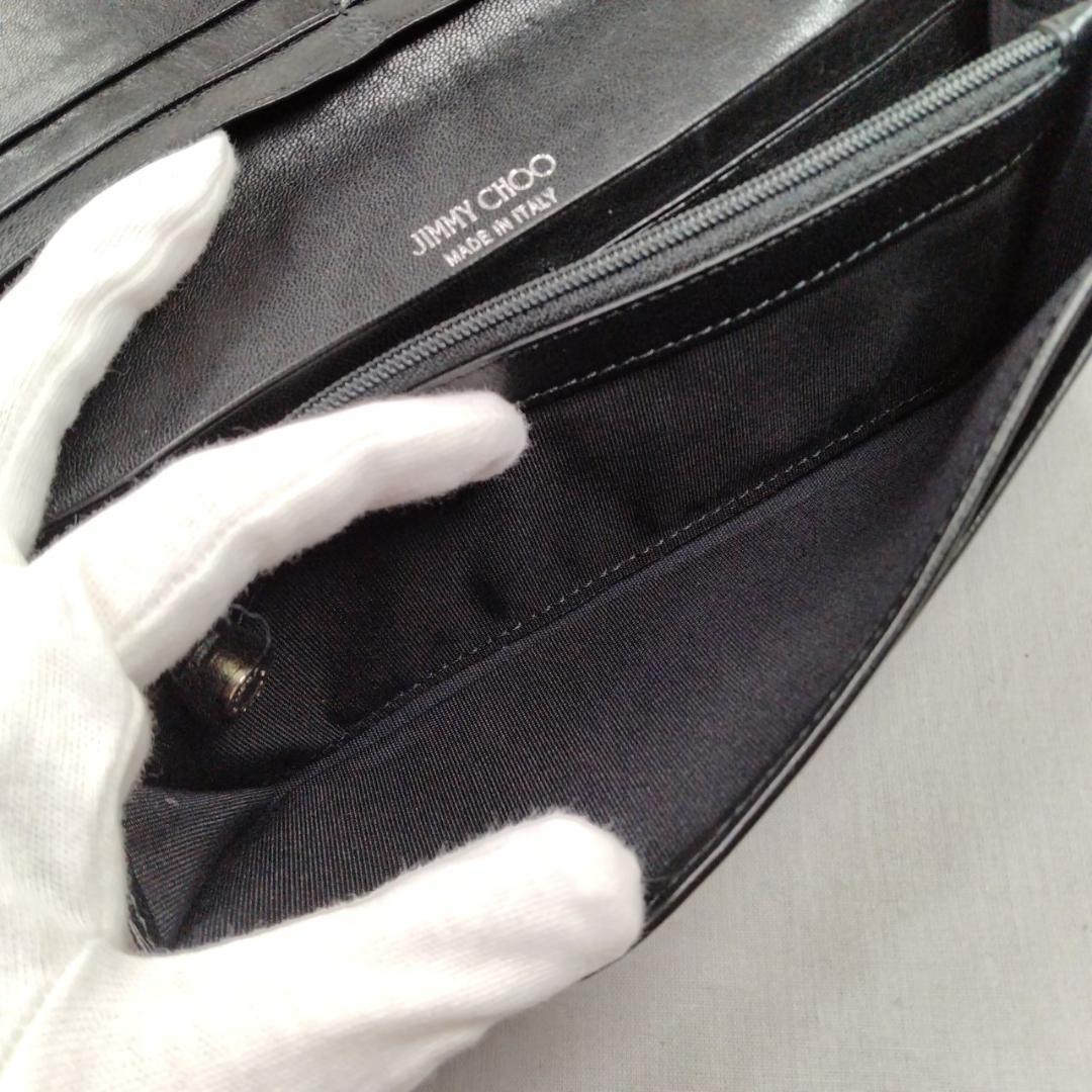 未使用ジミーチュウ★星形スタッズフラップウォレット 長財布 カーフレザー本革 黒