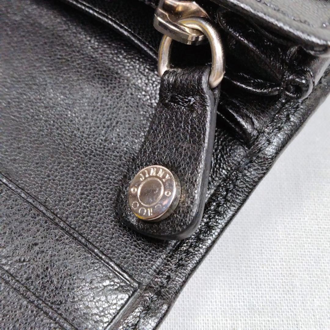 未使用ジミーチュウ★星形スタッズフラップウォレット 長財布 カーフレザー本革 黒