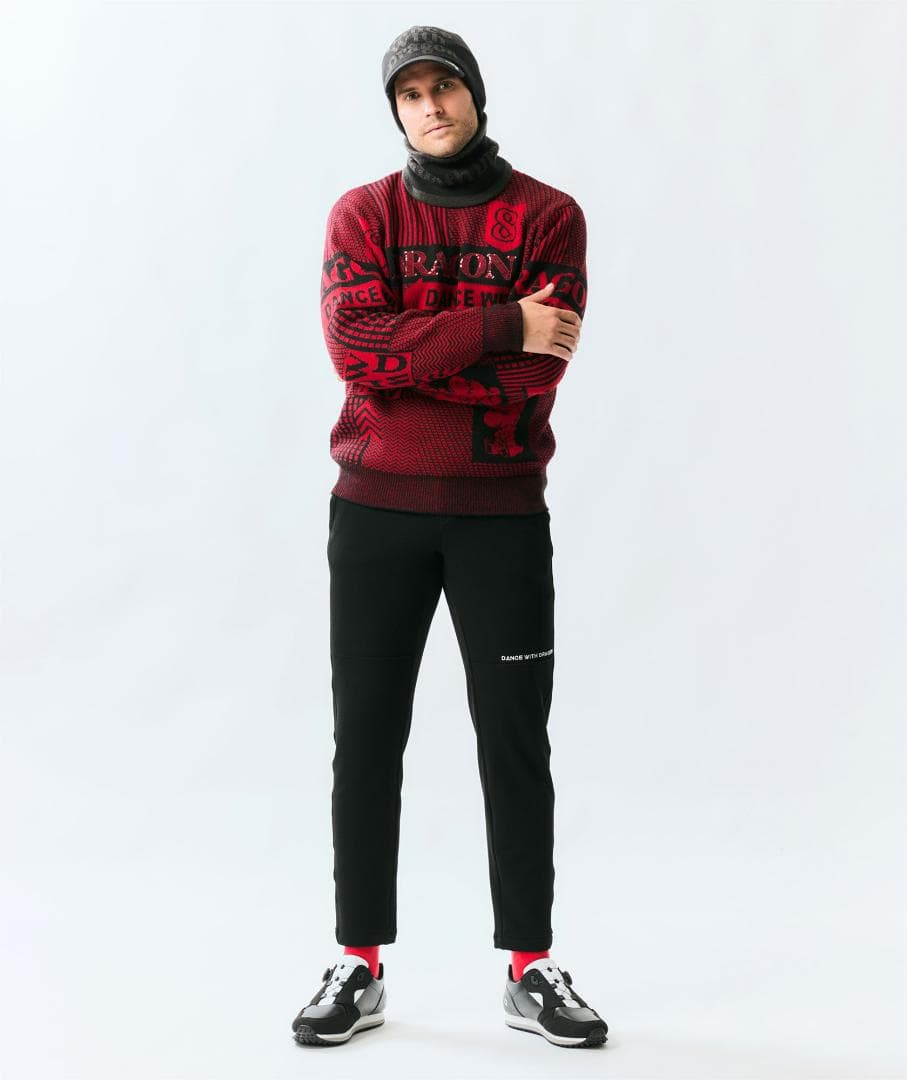 新品☆ダンスウィズドラゴン ゴルフ ストレッチ ボトムス ☆黒☆ウェスト87cm