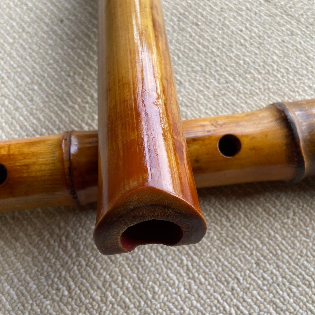 236尺八本体 一尺八寸管　忠輔銘　竹製 5穴