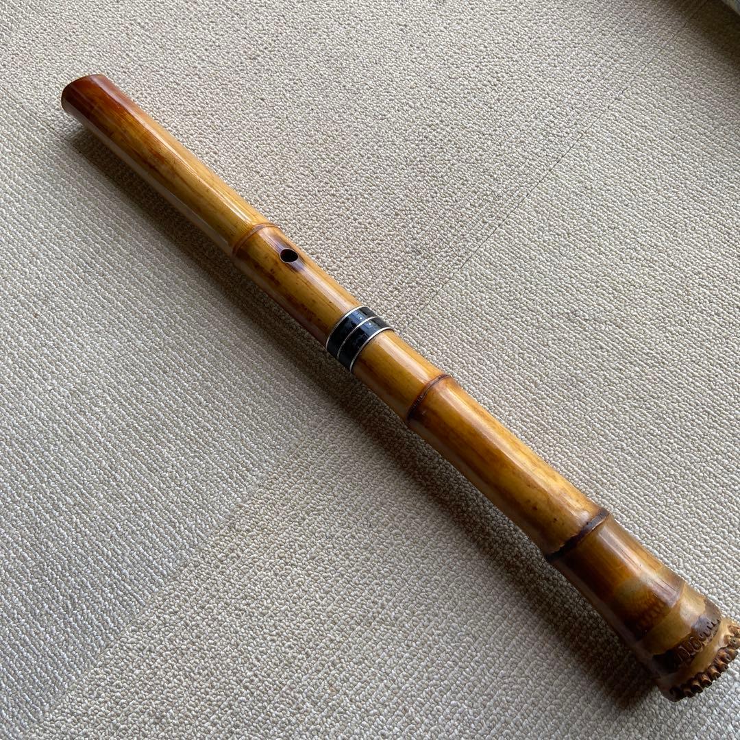 236尺八本体 一尺八寸管　忠輔銘　竹製 5穴