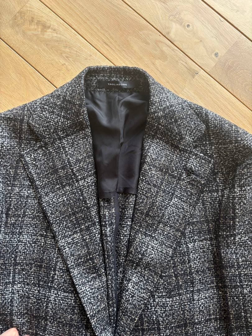 未使用　TAGLIATOR タリアトーレ ウールジャケット48 グレー系チェック