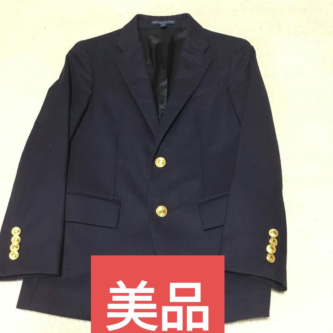 美品 現行ポロラルフローレン 150 テーラード 紺ブレ 金ボタン イタリア製