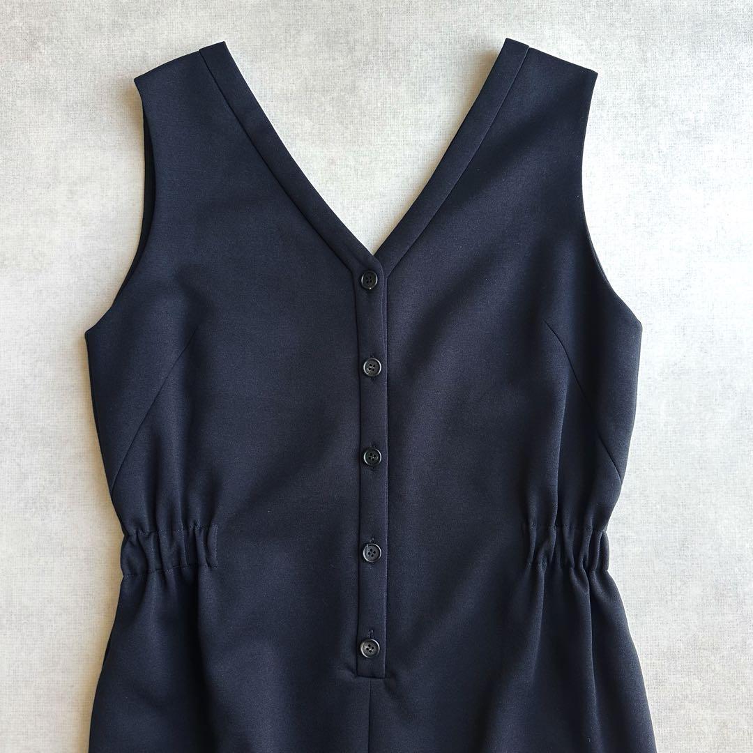 美品▲ebure エブール //オールインワン▲ジャンプスーツ ネイビー　濃紺