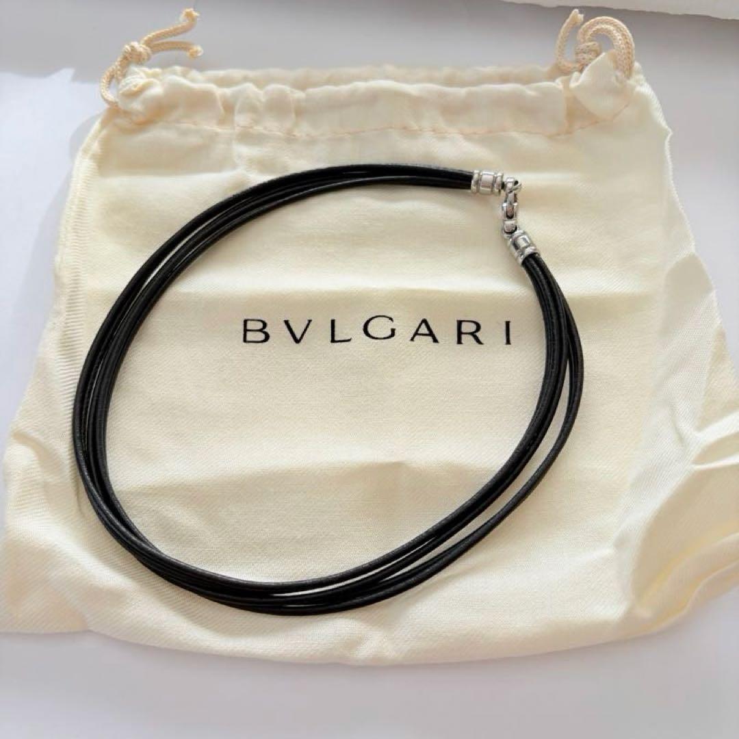 BVLGARI ブラックレザーネックレス チョーカー ブルガリ
