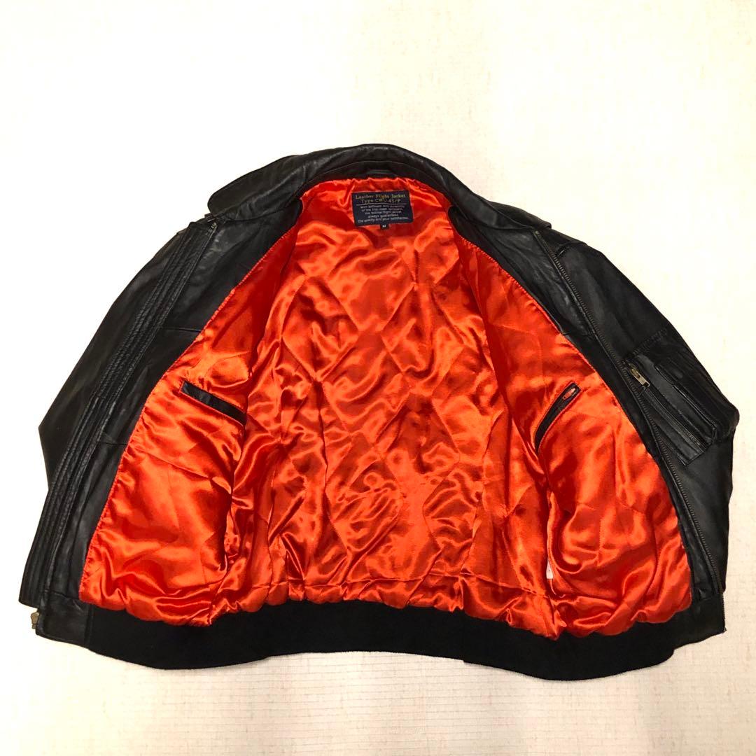 CWU-45P羊革ラムレザー短丈フライトジャケット黒赤MA-1 中綿 XL