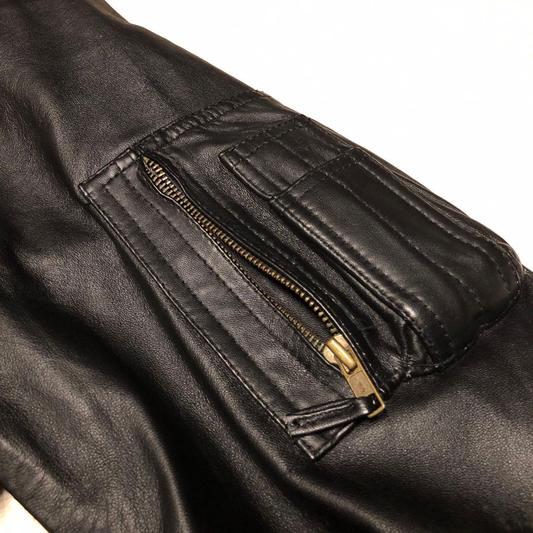 CWU-45P羊革ラムレザー短丈フライトジャケット黒赤MA-1 中綿 XL