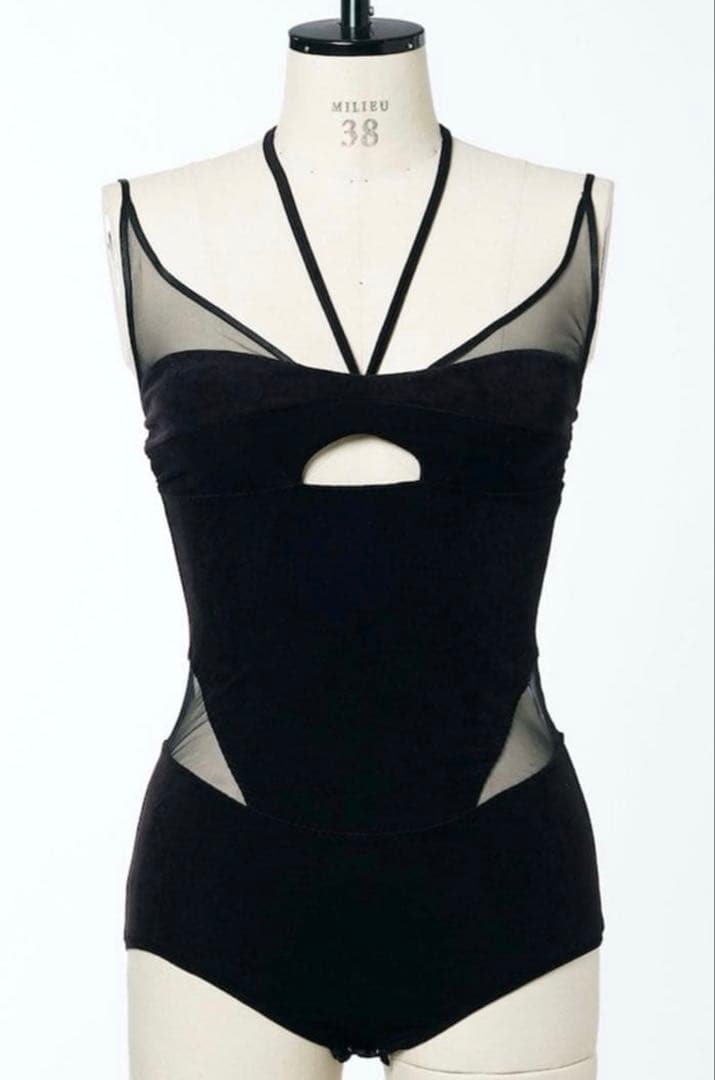 トップス fetico SHEER PANELED VELOUR BODYSUIT