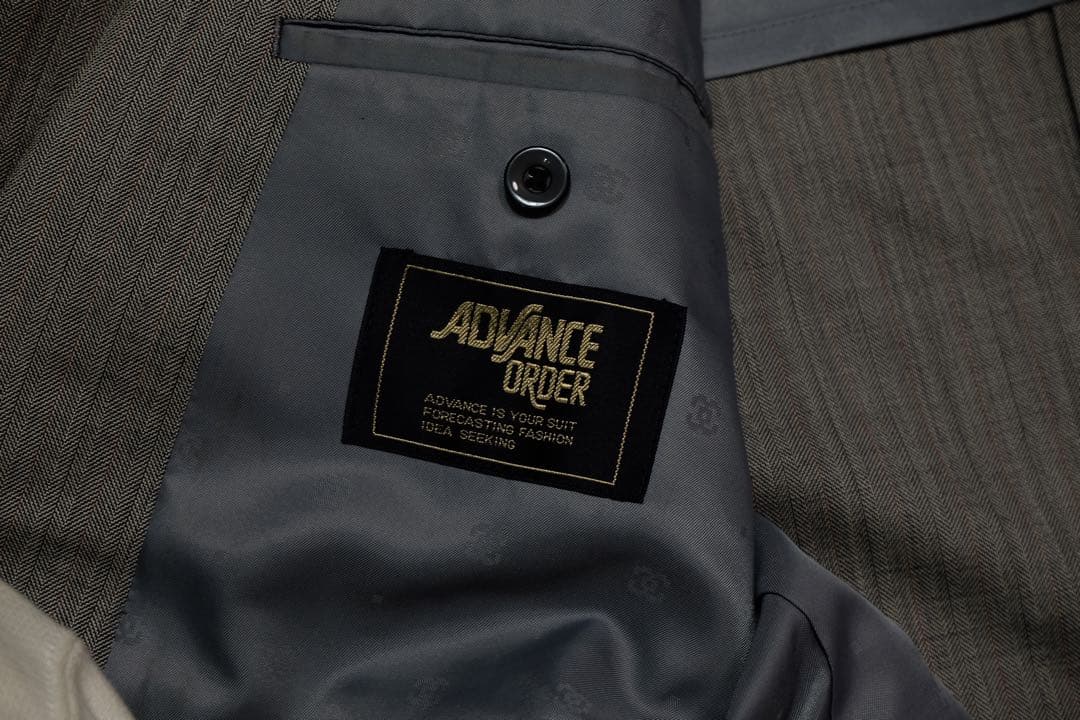 ヴィンテージ 古着 ダブル セットアップ グレー ウール モード デザイン