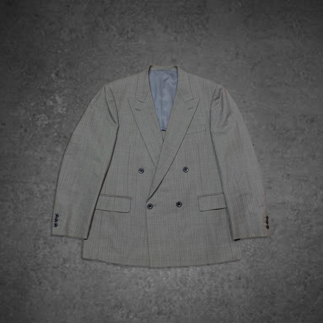 ヴィンテージ 古着 ダブル セットアップ グレー ウール モード デザイン