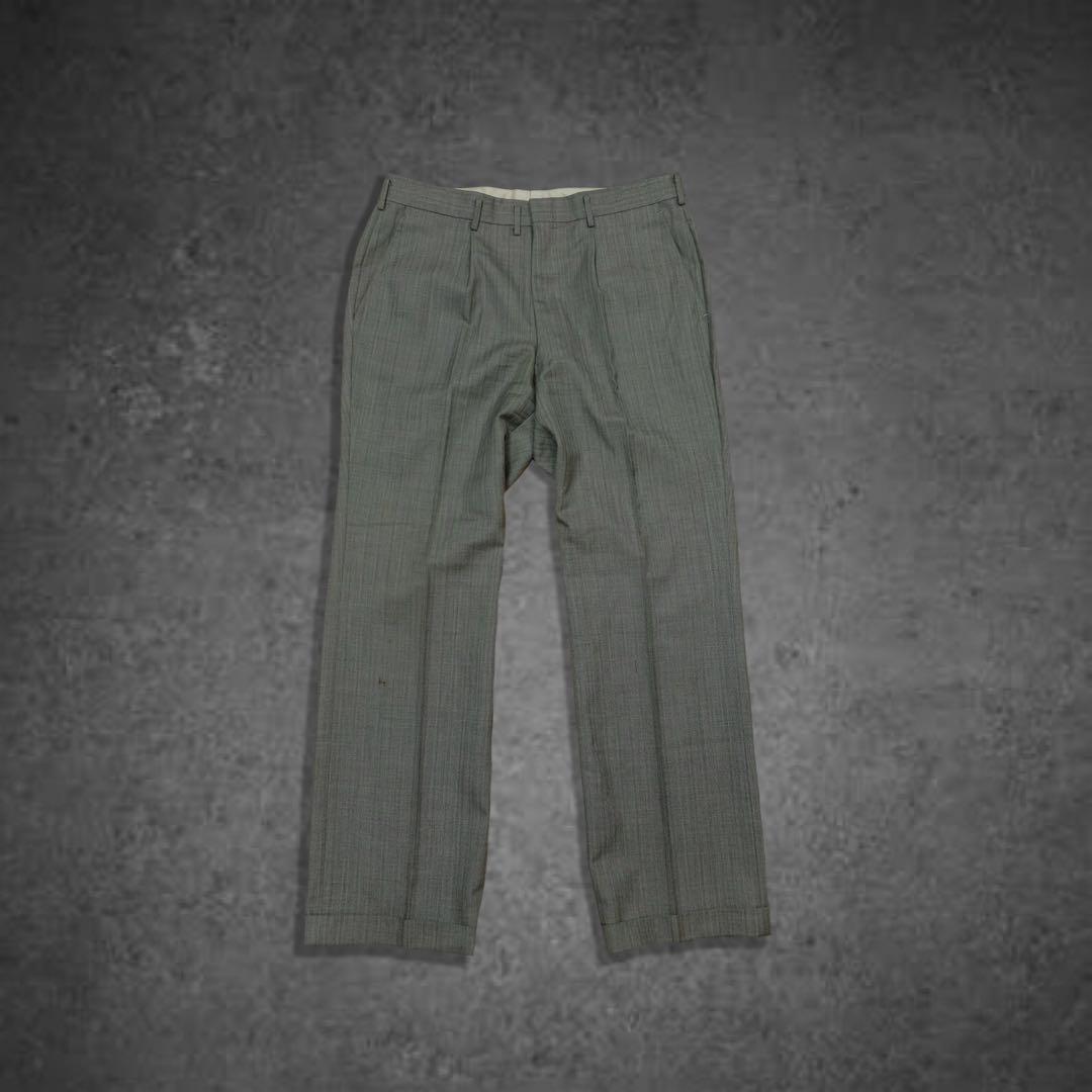 ヴィンテージ 古着 ダブル セットアップ グレー ウール モード デザイン