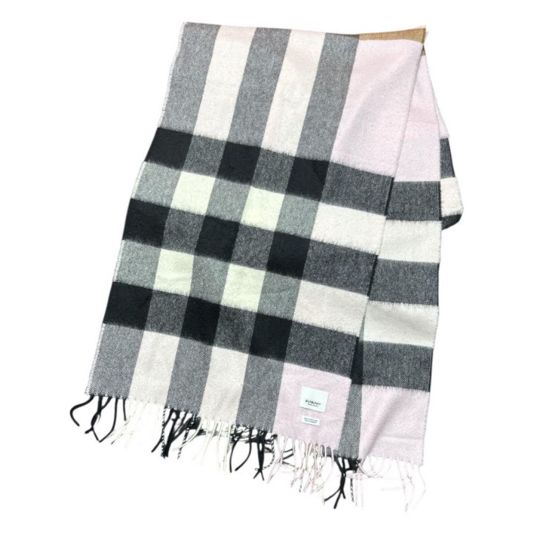 極美品 近年モデルBURBERRY バーバリー チェック カシミヤマフラー