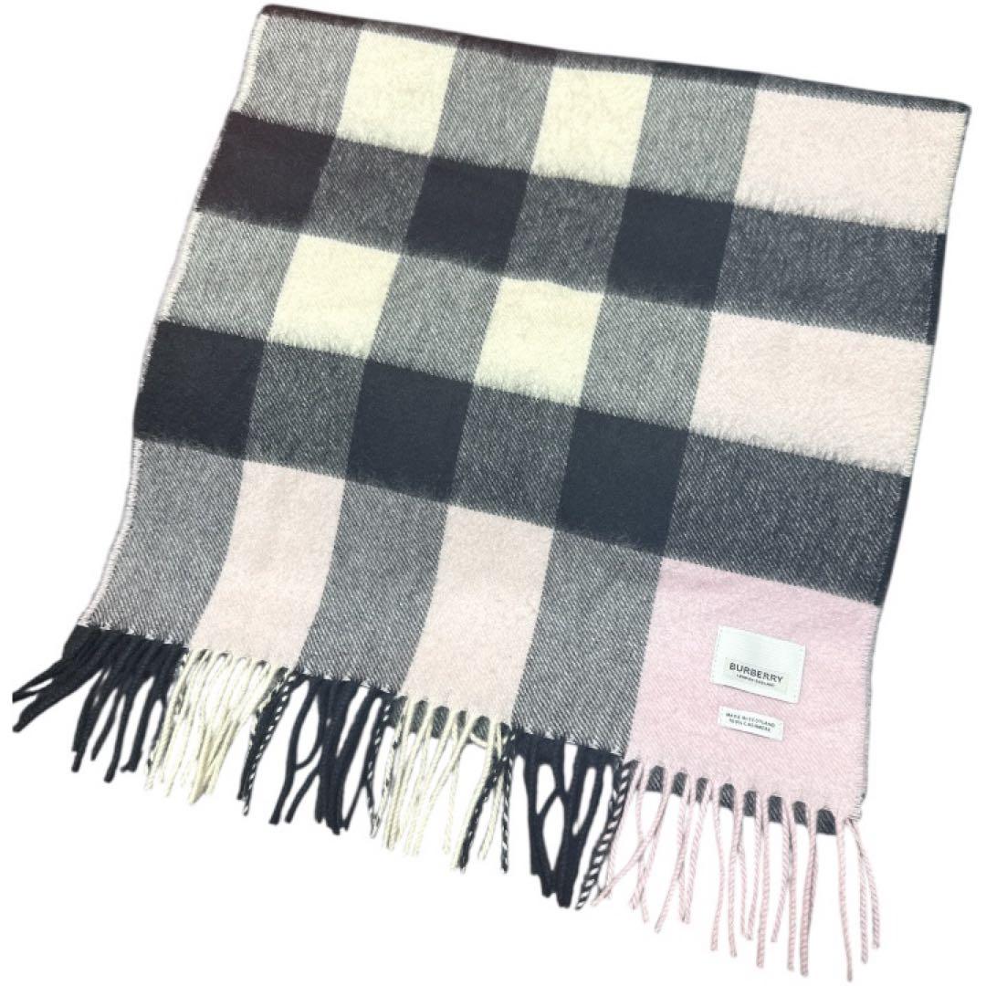 極美品 近年モデルBURBERRY バーバリー チェック カシミヤマフラー
