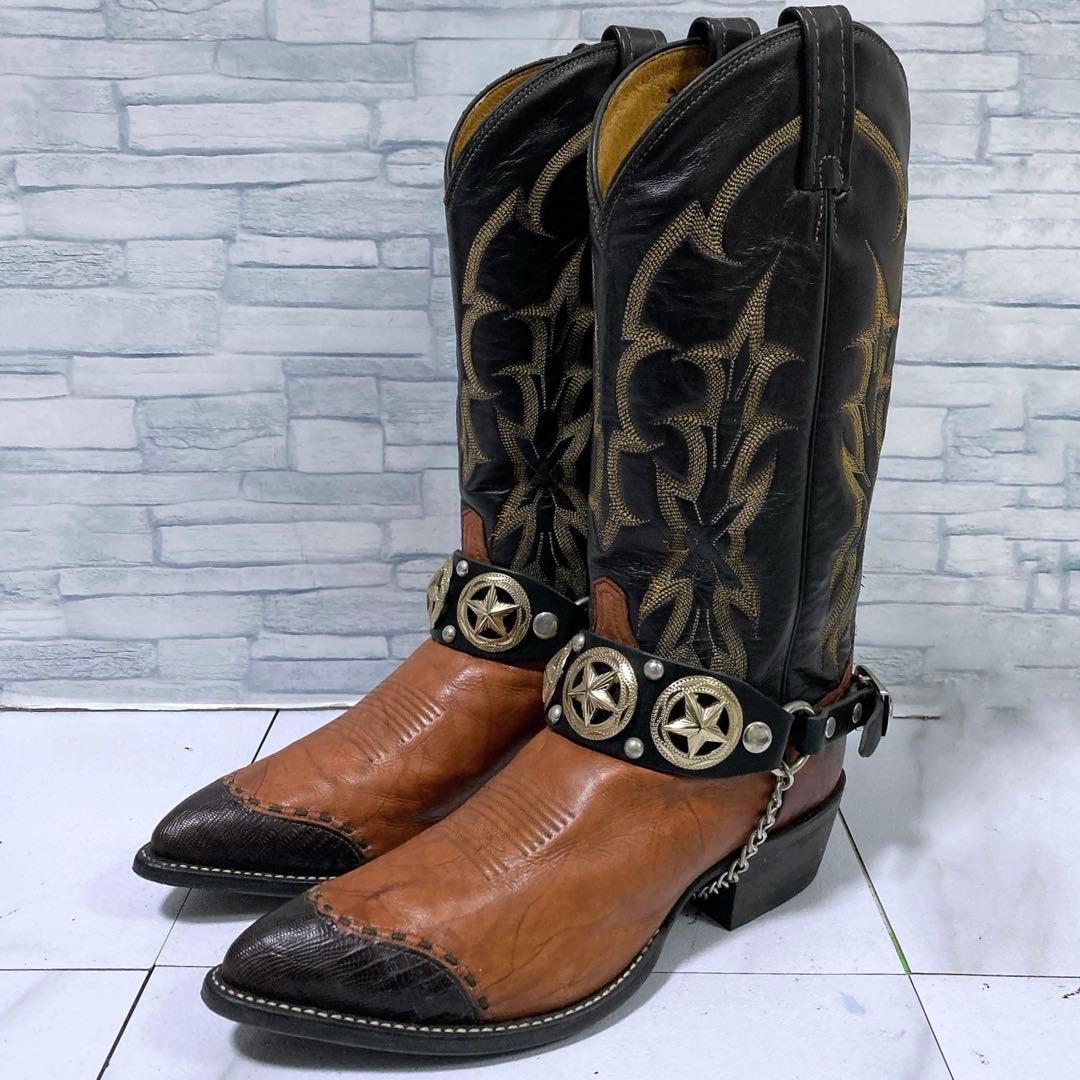 美品 トニーラマ ウエスタンブーツ 星コンチョ ブラウン 27 US9 USA