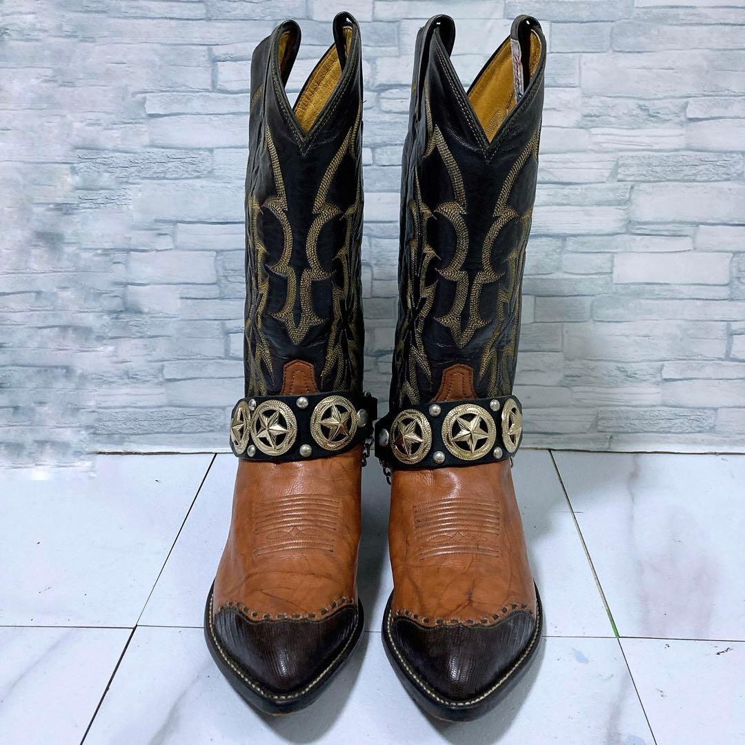 美品 トニーラマ ウエスタンブーツ 星コンチョ ブラウン 27 US9 USA