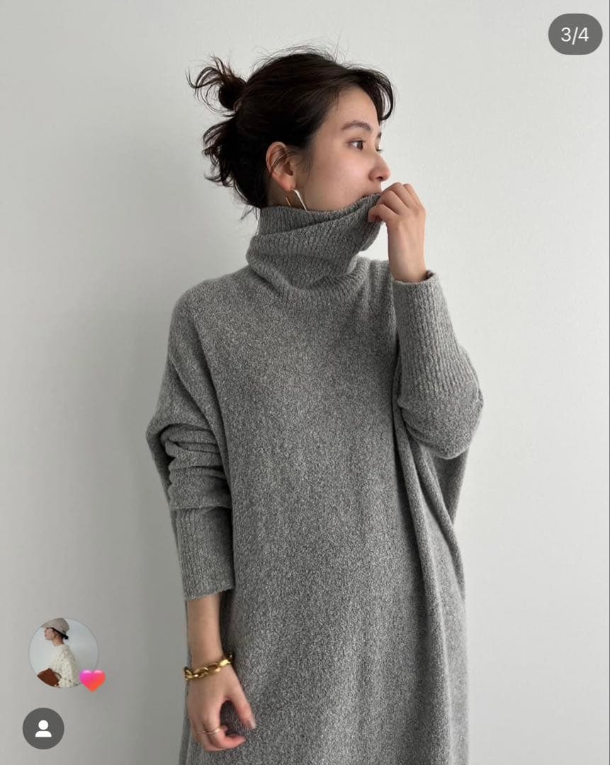 美品★カレンソロジー　ウールポアンニットワンピース　ベージュ