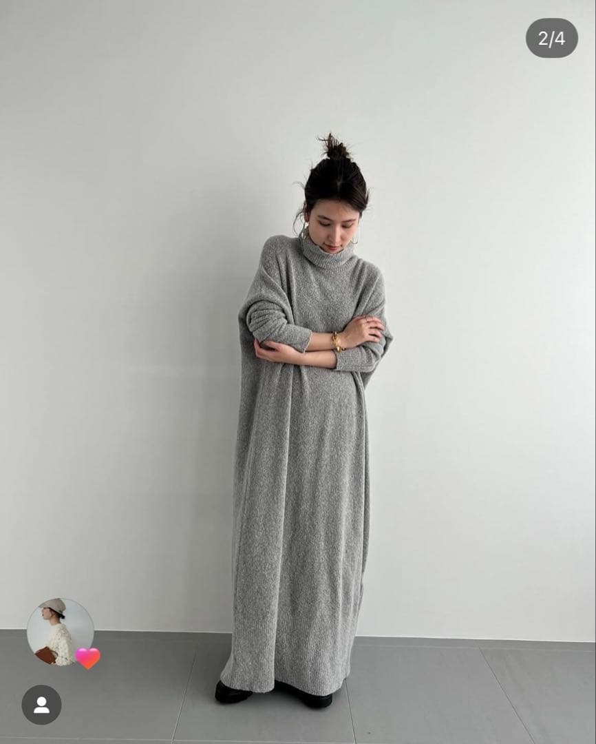 美品★カレンソロジー　ウールポアンニットワンピース　ベージュ