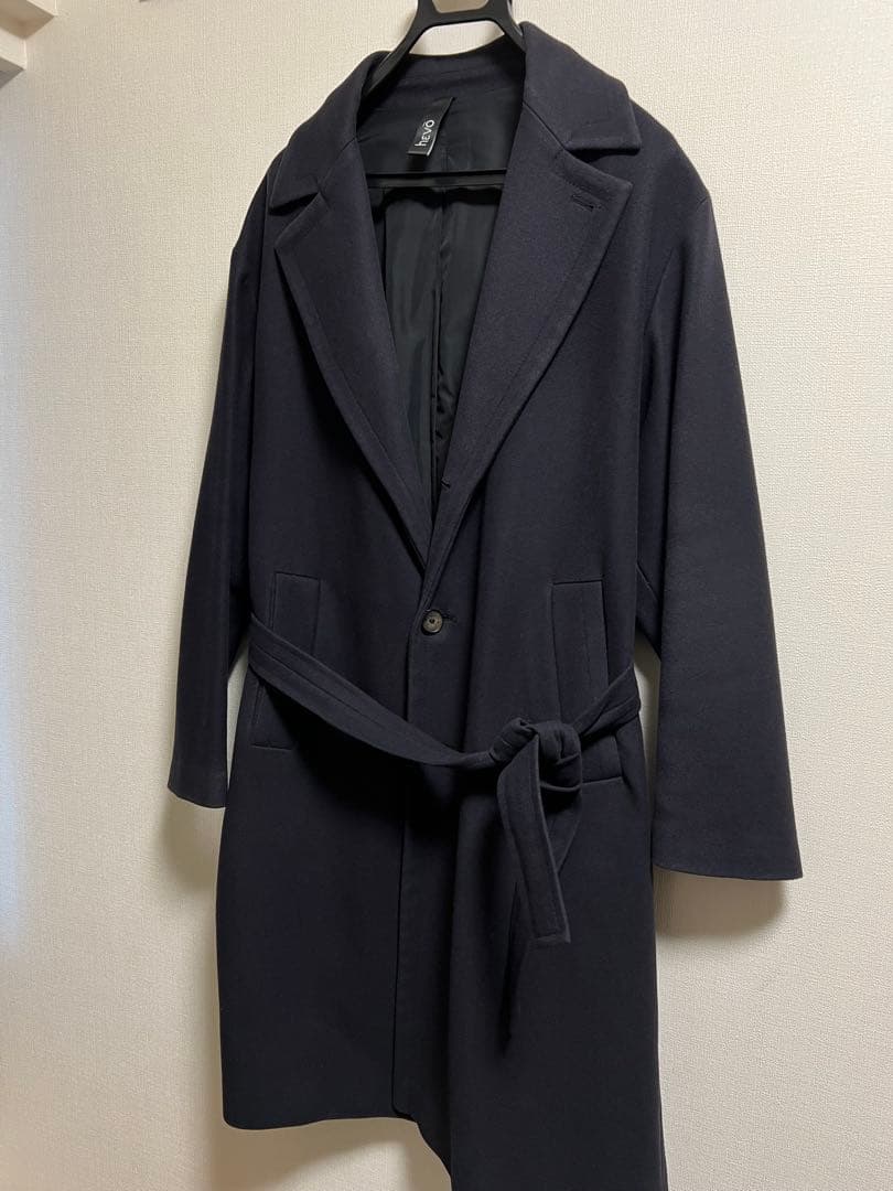 【格安】Hevo OSTUNIシングルベルテッドウールコートネイビー50