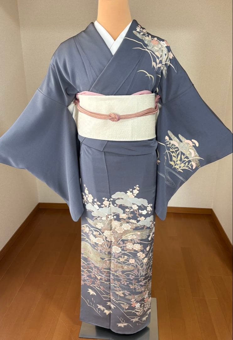 専用3000円引4点フルセット　正絹訪問着　袋帯　帯揚げ　帯締め袋帯リバーシブル