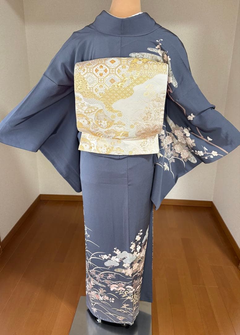専用3000円引4点フルセット　正絹訪問着　袋帯　帯揚げ　帯締め袋帯リバーシブル