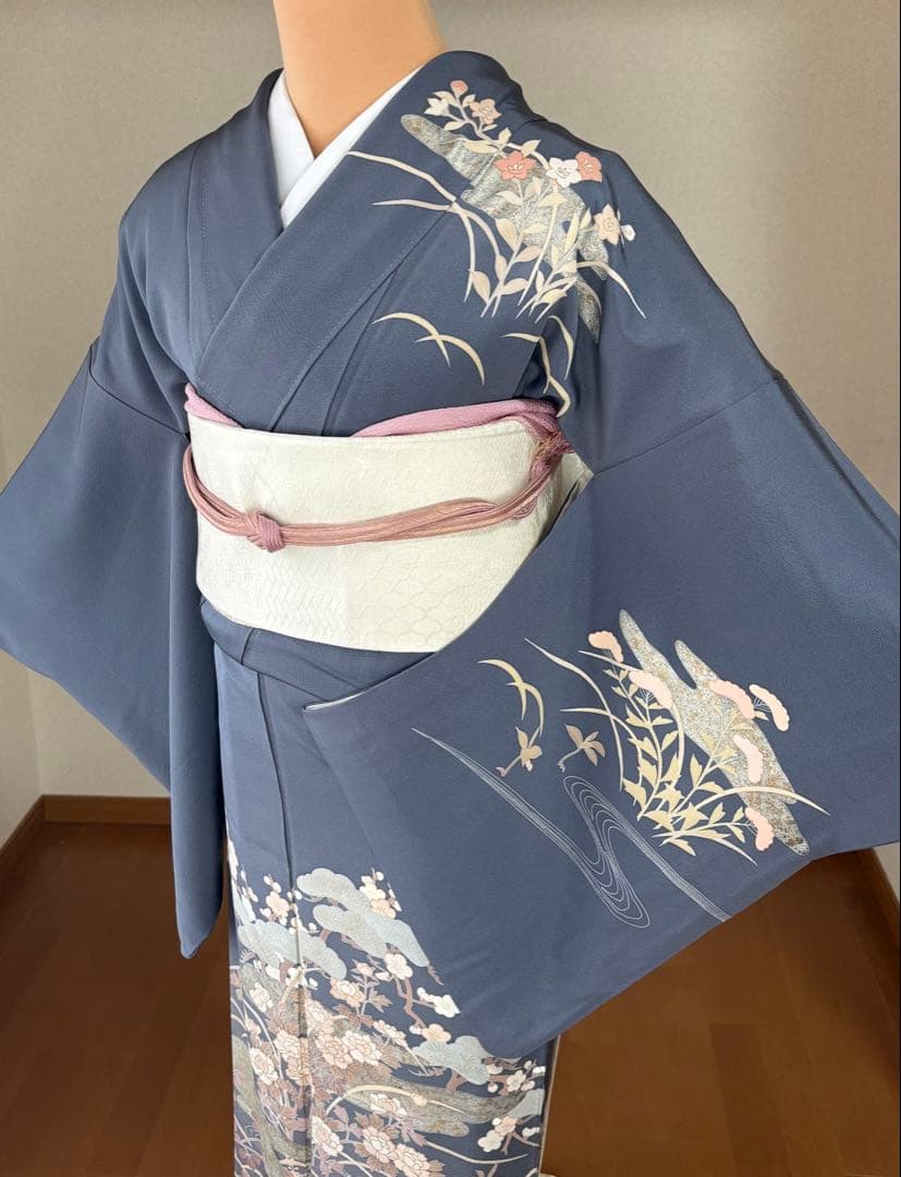 専用3000円引4点フルセット　正絹訪問着　袋帯　帯揚げ　帯締め袋帯リバーシブル