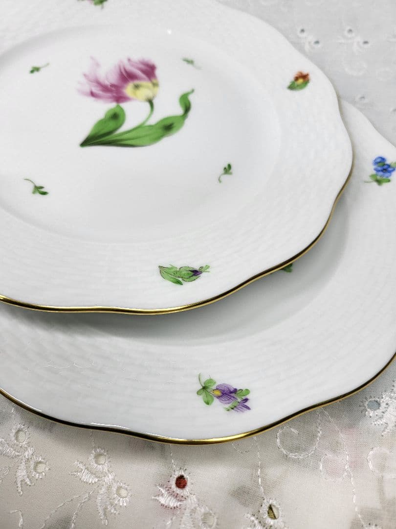 未使用近★ヘレンド バコニーの春 ピンクのチューリップ 花 プレート 19cm皿