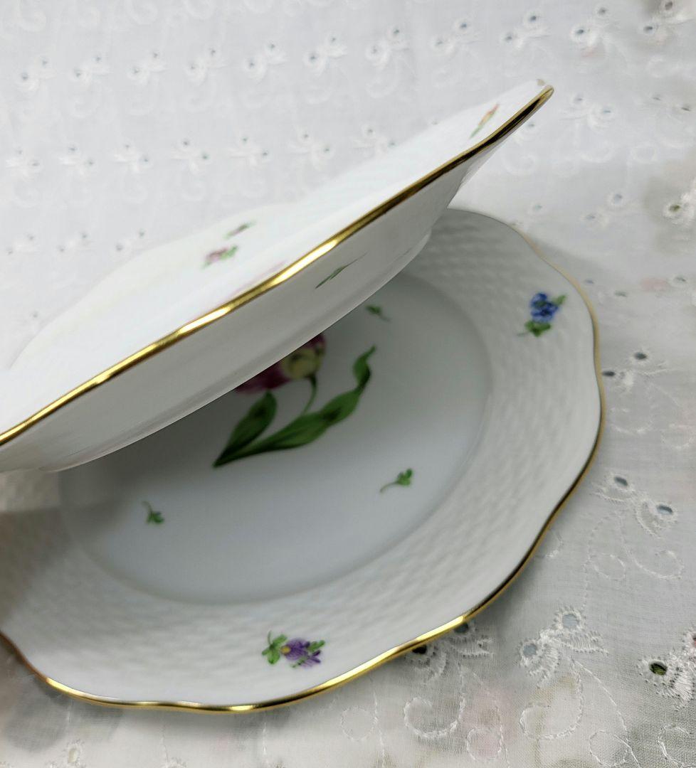 未使用近★ヘレンド バコニーの春 ピンクのチューリップ 花 プレート 19cm皿