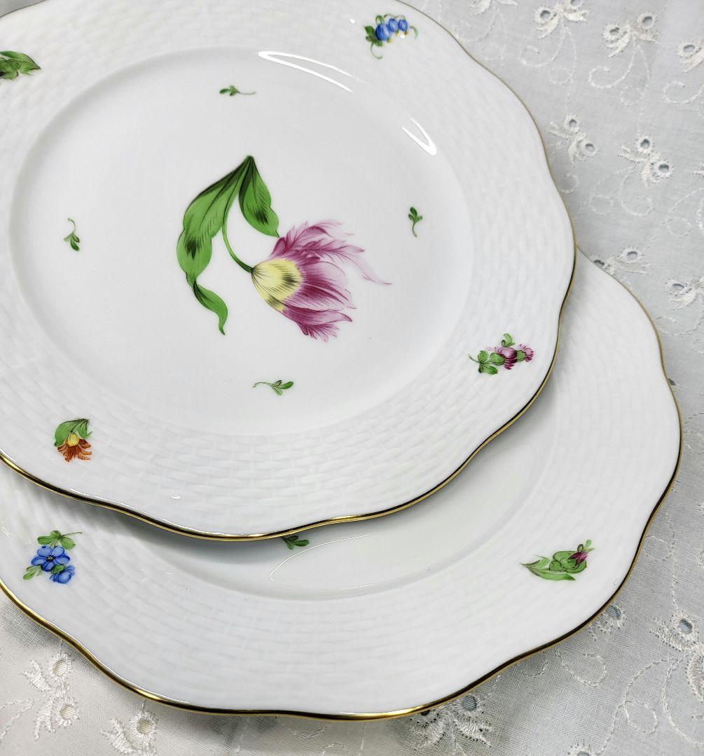 未使用近★ヘレンド バコニーの春 ピンクのチューリップ 花 プレート 19cm皿