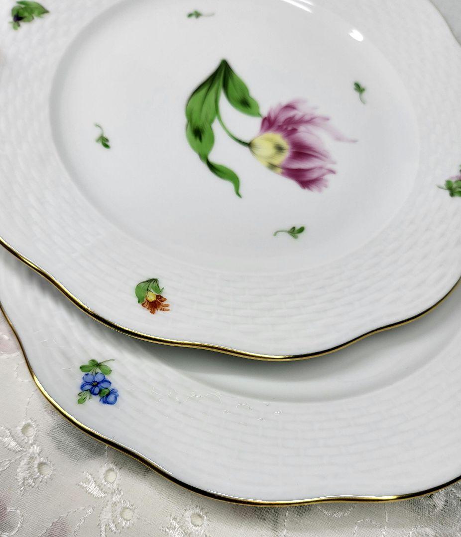 未使用近★ヘレンド バコニーの春 ピンクのチューリップ 花 プレート 19cm皿