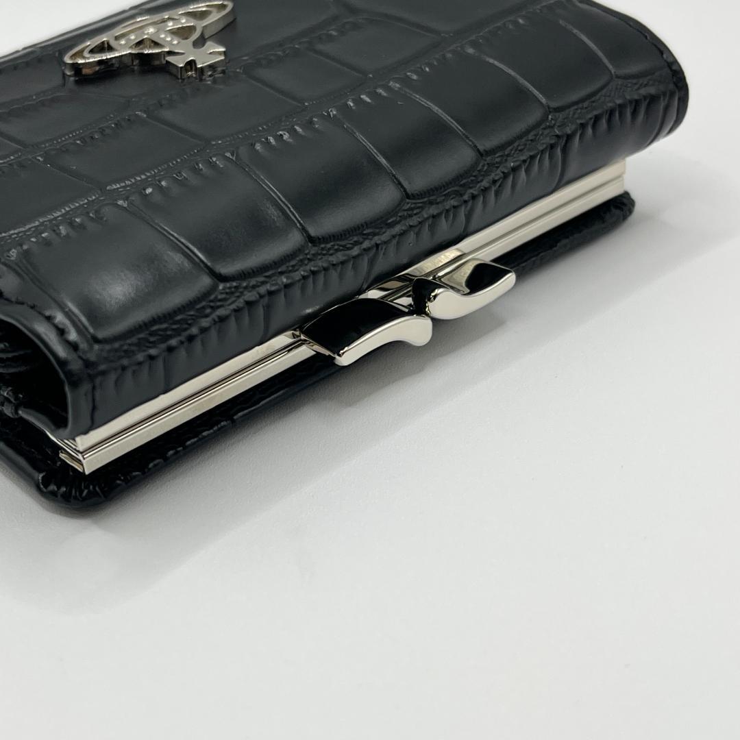 Vivienne Westwood 特価 未使用 がま口 折財布 黒 ウロコ柄