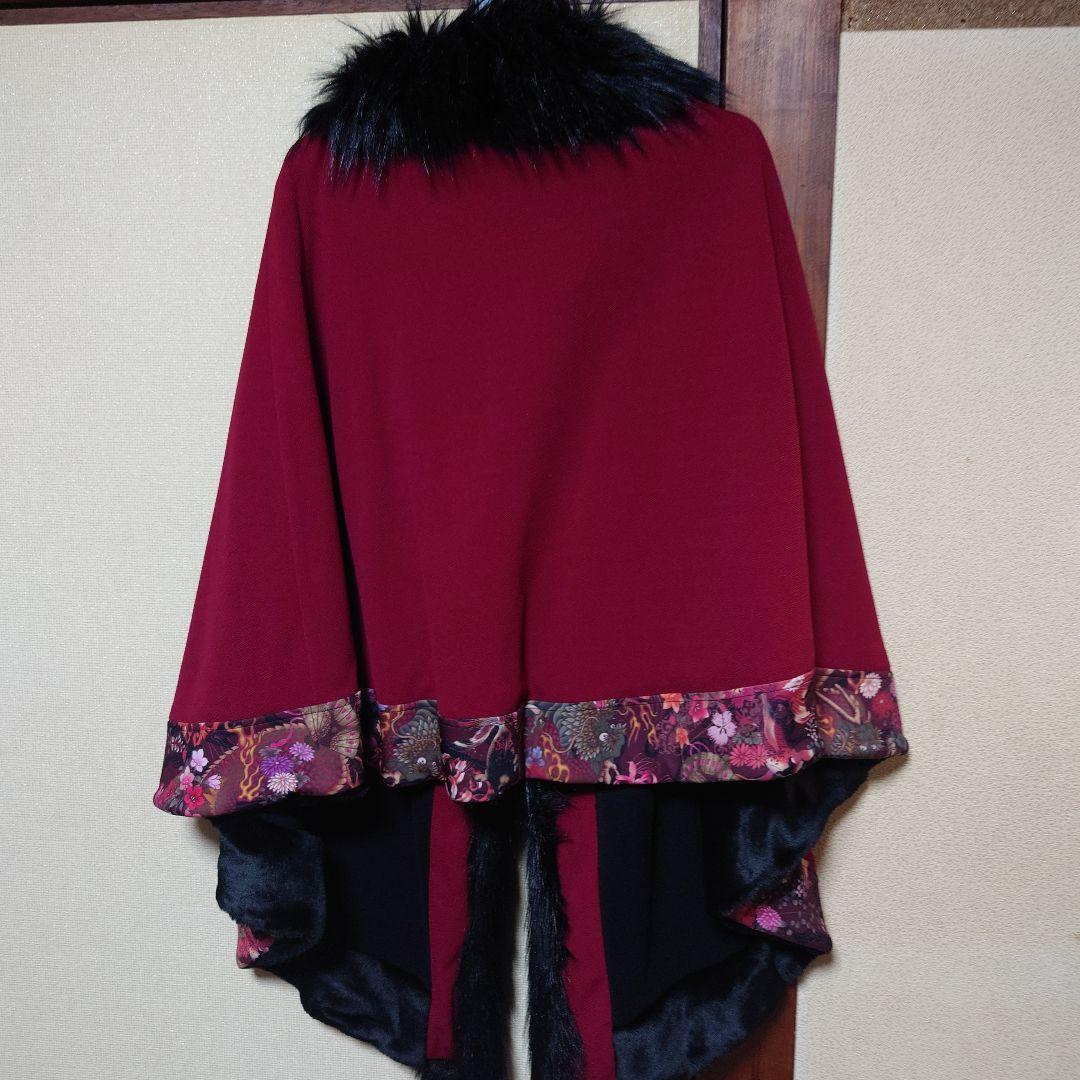 キューティーフラッシュ　和柄ポンチョコート　ファー